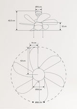 LuxiLamps - Quiet 6-Blade Ceiling Fan - 6 Speeds - Pull Chain - 80 cm - Black - Living Room Light - Kitchen - Bedroom - Modern Fan Light