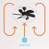 LuxiLamps - Quiet 6-Blade Ceiling Fan - 6 Speeds - Pull Chain - 80 cm - Black - Living Room Light - Kitchen - Bedroom - Modern Fan Light