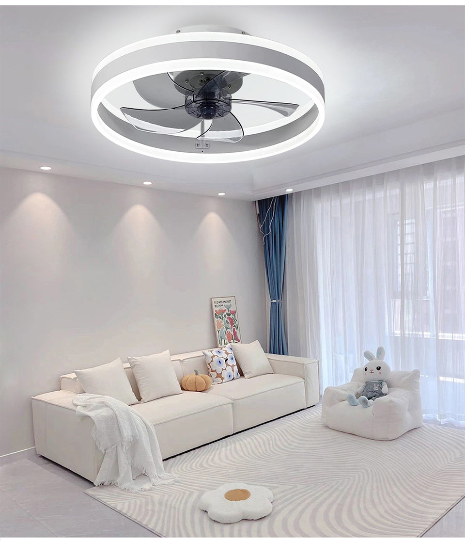 LuxiLamps - Ventilator Lamp - Smart Lamp - 6 Standen - Dimbaar - Wit - Kroonluchter Ventilator - Chandelier Fan - Woonkamer Lamp - Ventilator Lampen