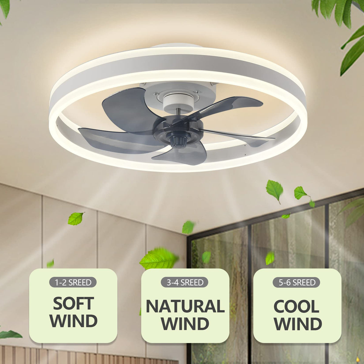 LuxiLamps - Ventilator Lamp - Smart Lamp - 6 Standen - Dimbaar - Wit - Kroonluchter Ventilator - Chandelier Fan - Woonkamer Lamp - Ventilator Lampen