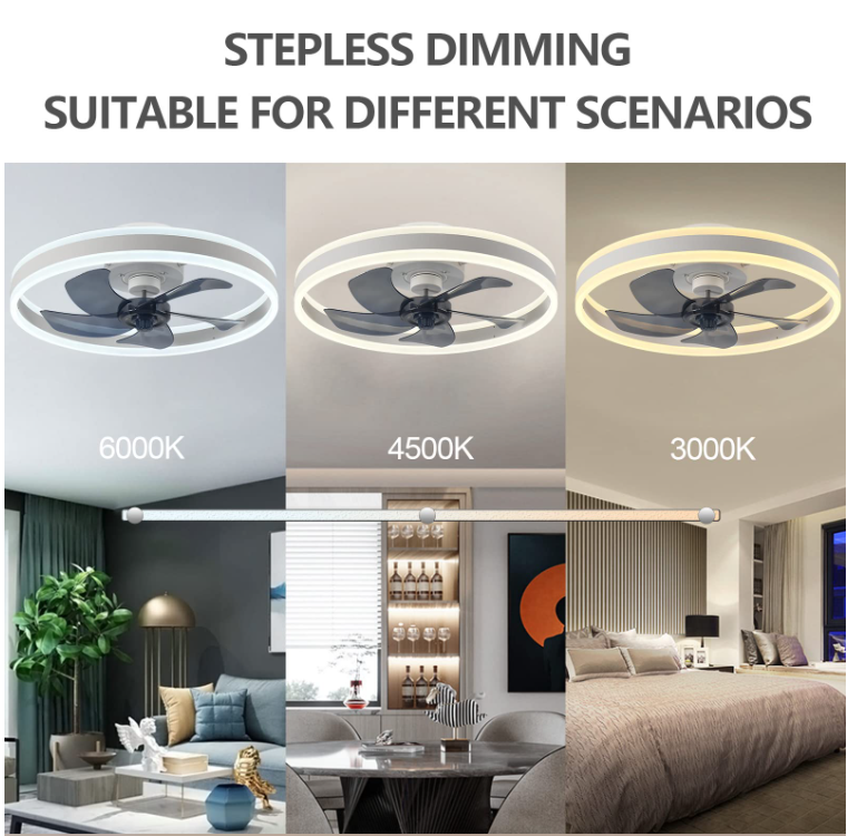 LuxiLamps - Ventilator Lamp - Smart Lamp - 6 Standen - Dimbaar - Wit - Kroonluchter Ventilator - Chandelier Fan - Woonkamer Lamp - Ventilator Lampen