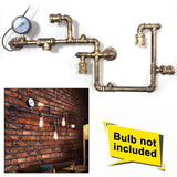 LuxiLamps - Water Pipe Wall Lamp - Industrial Vintage Wall Lighting - 5 Lamps - Sweep Gold - 95 cm - Modern Wall Lamp