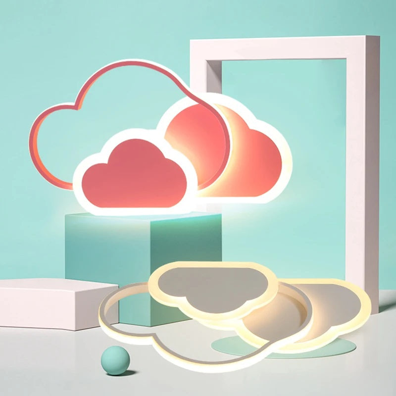 LuxiLamps - Clouds Hearts Ceiling Lamp - With Remote Control - Pink - Dimmable - Living Room Lamp - Modern Lamp - Ceiling Light