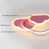 LuxiLamps - Clouds Hearts Ceiling Lamp - With Remote Control - Pink - Dimmable - Living Room Lamp - Modern Lamp - Ceiling Light