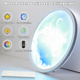 Moon LED Ceiling Light - Length 29.5 cm - 3 Light Colours - Dimmable With Remote Control - Timer - Kids Room And Bedroom - Ceiling Fixture