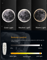 Moon Wall Lamp - 40 cm - Dimmable With Remote Control - Bedroom Lamp - Living Room Lamp - Modern Lamp - LED Lamp - Ceiling Lamp