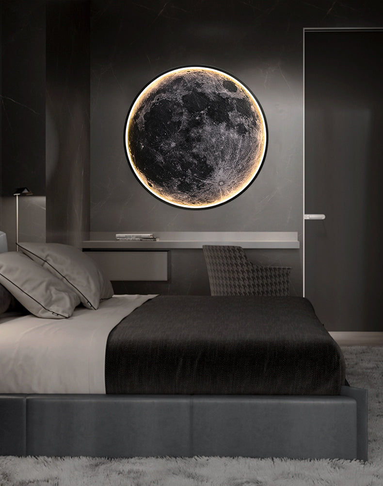 Maan Wandlamp - Ø 60 cm - Dimbaar Met Afstandsbediening - Slaapkamerlamp - Woonkamerlamp - Moderne lamp - Led Lamp - Led Plafond Lamp