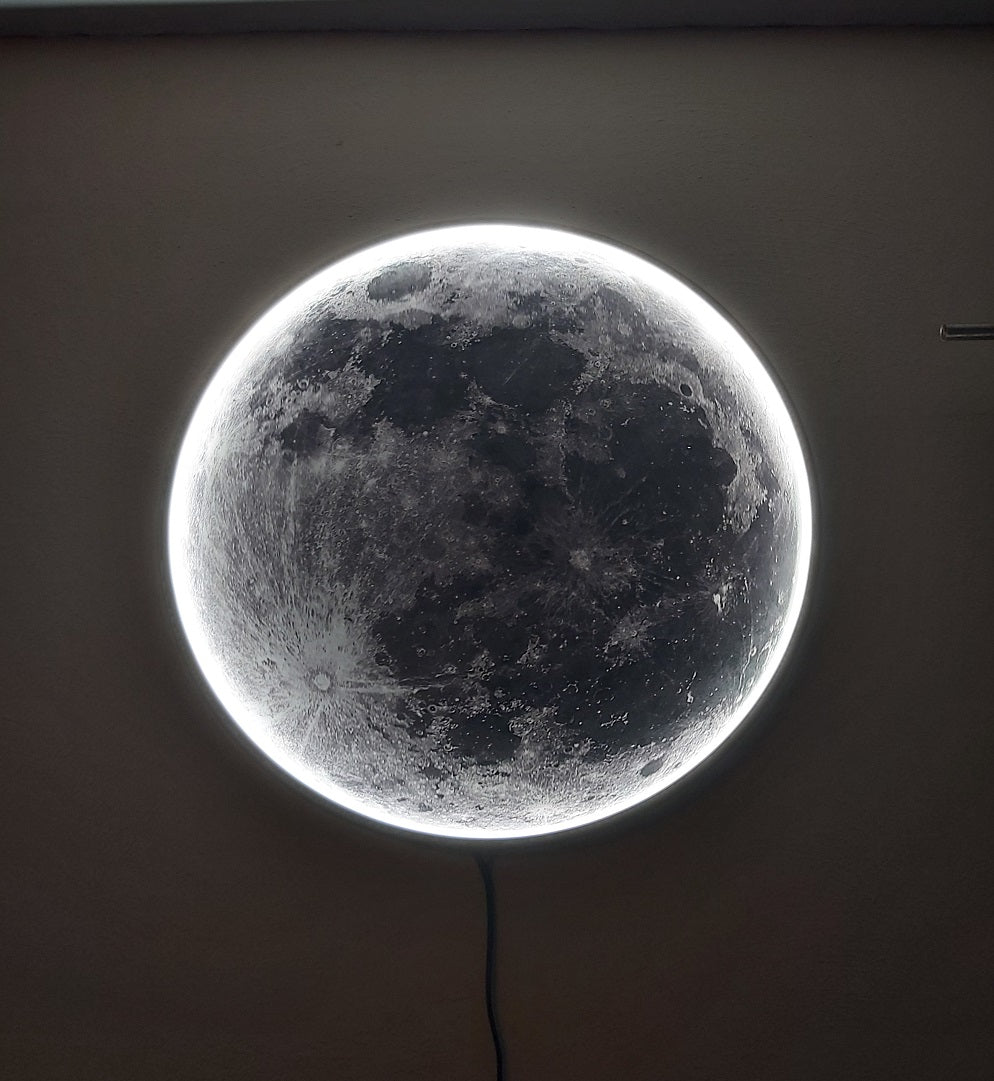 Maan Wandlamp - Ø 60 cm - Dimbaar Met Afstandsbediening - Slaapkamerlamp - Woonkamerlamp - Moderne lamp - Led Lamp - Led Plafond Lamp