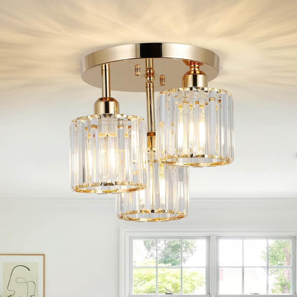 Modern Crystal Chandelier - 3-Head Crystal Ceiling Lamp - K9 Crystal - E27 - Black - Lighting - Ceiling Light