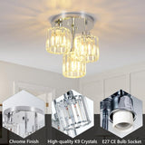 Modern Crystal Chandelier - 3-Head Crystal Ceiling Lamp - K9 Crystal - E27 - Chrome - Lighting - Flush Mount Ceiling Light