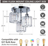 Modern Crystal Chandelier - 3-Head Crystal Ceiling Lamp - K9 Crystal - E27 - Chrome - Lighting - Flush Mount Ceiling Light