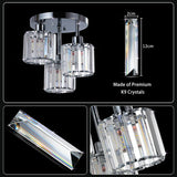 Modern Crystal Chandelier - 3-Head Crystal Ceiling Lamp - K9 Crystal - E27 - Chrome - Lighting - Flush Mount Ceiling Light