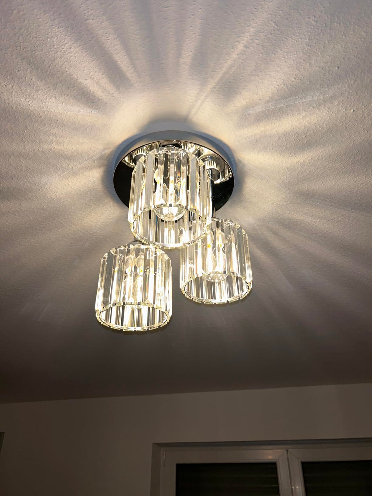 Modern Crystal Chandelier - 3-Head Crystal Ceiling Lamp - K9 Crystal - E27 - Chrome - Lighting - Flush Mount Ceiling Light
