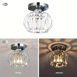 Modern Crystal Ceiling Light - Round LED Crystal - Chandelier - Chrome - Aisle or Hallway Lamp - Crystal LED Lamp - Ceiling Light