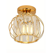 Modern Crystal Ceiling Light - LED Round Crystal - Chandelier - Gold - Hallway or Foyer Lamp - Crystal LED Lamp - Flush Mount