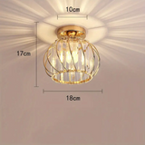 Modern Crystal Ceiling Light - LED Round Crystal - Chandelier - Gold - Hallway or Foyer Lamp - Crystal LED Lamp - Flush Mount