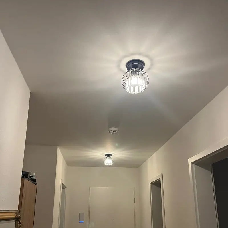Modern Crystal Ceiling Light - LED Round Crystal - Chandelier - Black - Aisle or Hallway Lamp - Crystal LED Lamp - Ceiling Flush Mount
