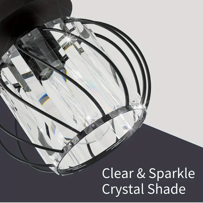 Modern Crystal Ceiling Light - LED Round Crystal - Chandelier - Black - Aisle or Hallway Lamp - Crystal LED Lamp - Ceiling Flush Mount