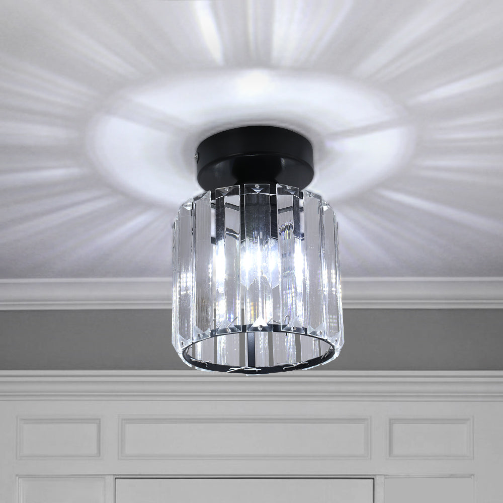 Modern Crystal Ceiling Lamp - Black - LED Round Crystal Chandelier - Aisle Lamp