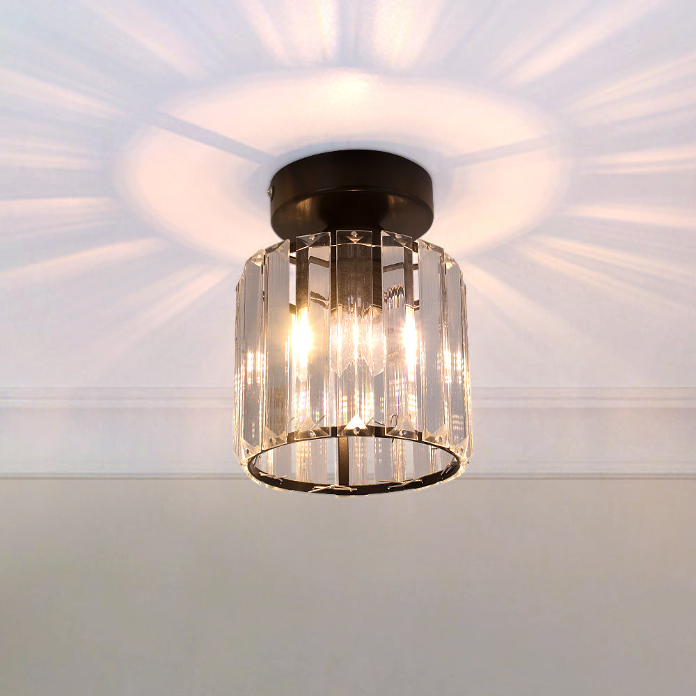 Modern Crystal Ceiling Lamp - Black - LED Round Crystal Chandelier - Aisle Lamp