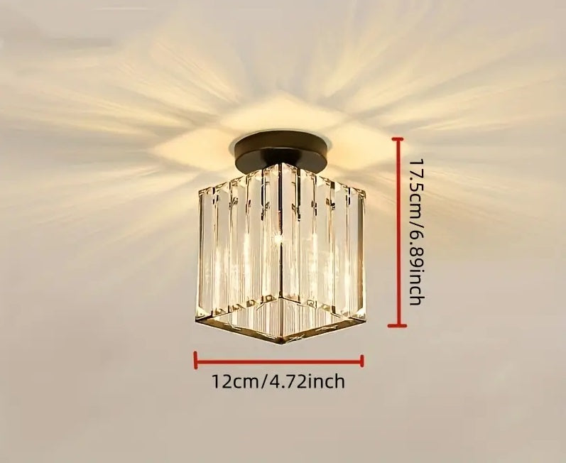 Moderne Kristallen Plafondlamp - Zwart - LED Vierkant Kristallen Kroonluchter - Gangpad Lamp
