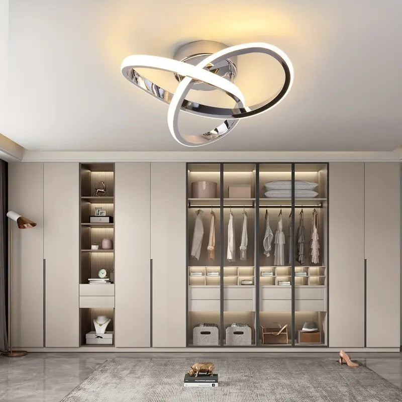 Modern Curl Ceiling Light - Chrome - LED Ceiling Fixture - Warm White - For Hallways And Entrances