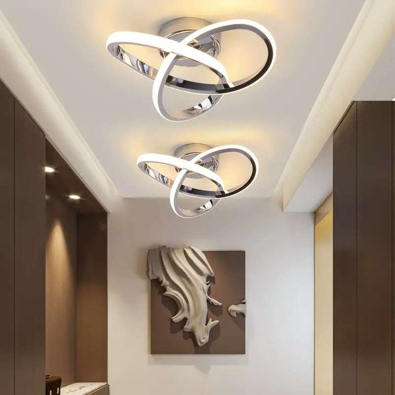 Modern Curl Ceiling Light - Chrome - LED Ceiling Fixture - Warm White - For Hallways And Entrances
