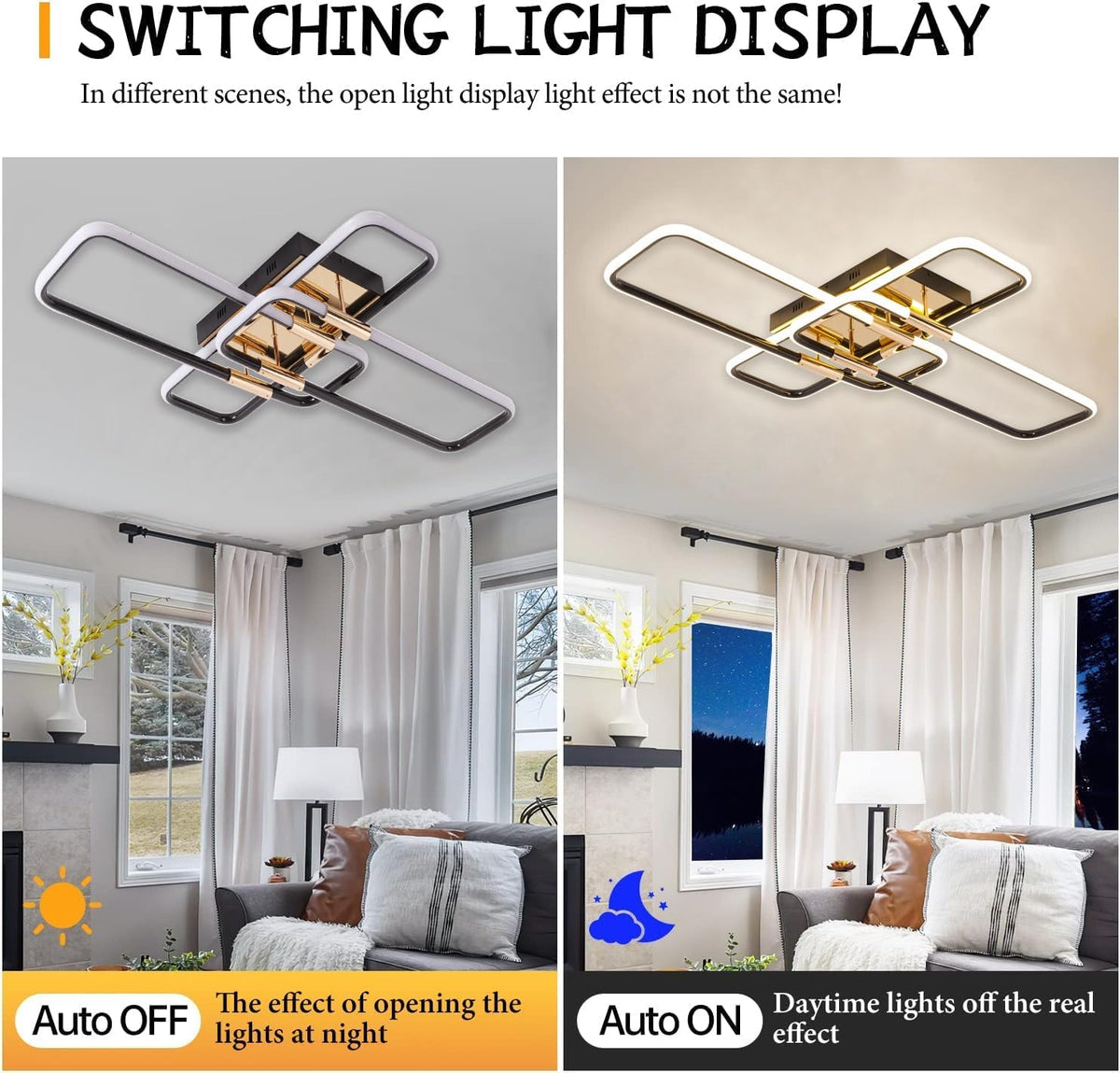 LED Plafondlamp - 3 Rechthoekige Frames - Zwart/Goud - Dimbaar Met Afstandsbediening - Geheugenfunctie - Woonkamer En Slaapkamer