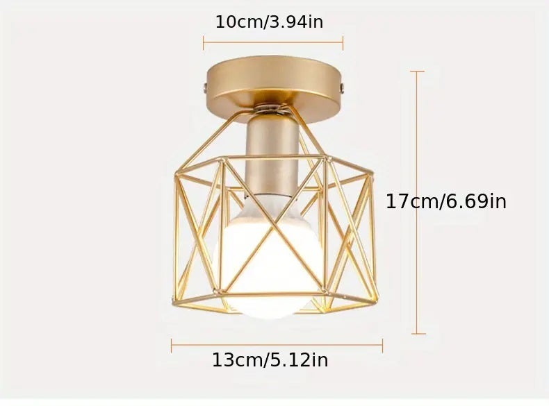 Geometric Cage Ceiling Light - E27 - Bulb Not Included - For Hallway - Ceiling Fixture