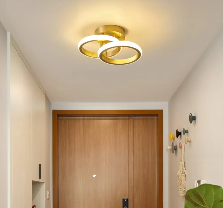 Modern Ceiling Light - Round LED - Chandelier - Hallway Lamp - Lighting - 25 cm - Gold - Flush Mount - 20W
