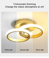 Modern Ceiling Light - Round LED - Chandelier - Hallway Lamp - Lighting - 25 cm - Gold - Flush Mount - 20W