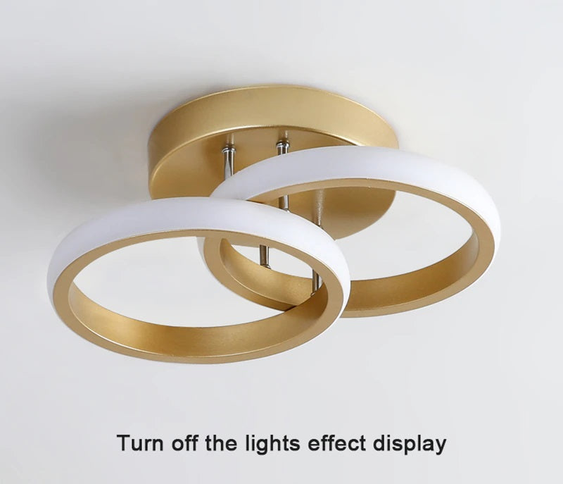 Modern Ceiling Light - Round LED - Chandelier - Hallway Lamp - Lighting - 25 cm - Gold - Flush Mount - 20W