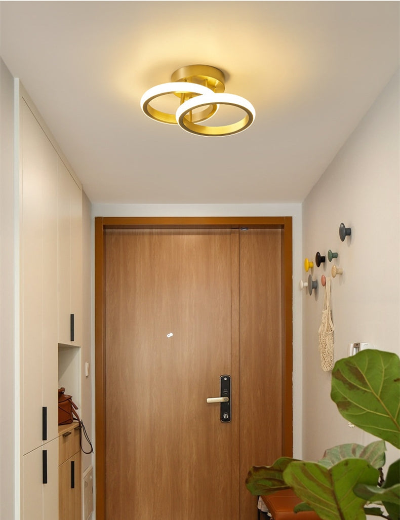 Modern Ceiling Light - Round LED - Chandelier - Hallway Lamp - Lighting - 25 cm - Gold - Flush Mount - 20W