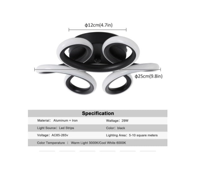 Flower-Shaped Ceiling Light - Black - For Living And Dining Room - Ceiling Fixture
