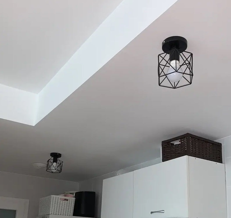 Geometrische Kooi Plafondlamp - E27 - Lichtbron Niet Inbegrepen - Voor Hal En Gang - Plafonnière