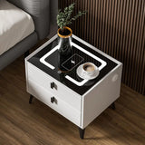 Nightstand with LED - 3 USB Ports - Wireless Charging - White - 2 Drawers - 50x45x40cm - Smart Nightstand - Bedroom - 3 Color LED
