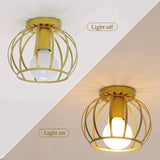 Round Cage Ceiling Light - E27 - Bulb Not Included - For Hallway - Ceiling Fixture