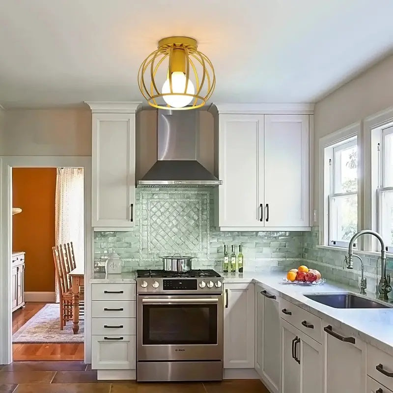 Round Cage Ceiling Light - E27 - Bulb Not Included - For Hallway - Ceiling Fixture
