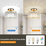 Ceiling lamp - Lighting - Aisle - Lamp - Crystal Look - Ceiling light - 22 cm - Round - Gold - E27