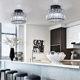 Ceiling lamp - Lighting - Aisle - Lamp - Crystal Look - Ceiling lamp - 22 cm - Round - Black - E27