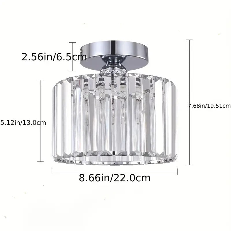 Plafondlamp - Verlichting - Gangpad - Lamp - Kristal Look - Plafonnière - 22 cm - Rond - Chroom - E27