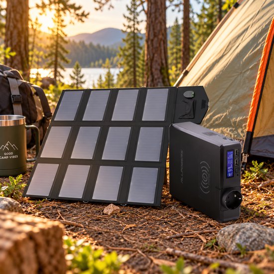 Powerstation - met 100W Opvouwbaar Zonnepaneel - Draagbare - Solar Generator - Stroomgenerator - 200W - Voor Camping, Reizen en Off-grid Energie