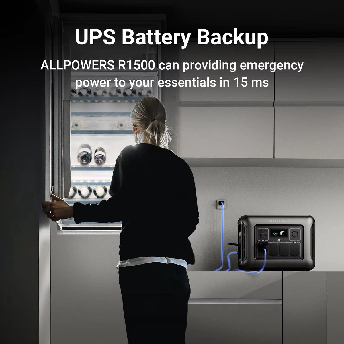 Powerstation R1500WE - Draagbare Powerstation – 1152Wh / 1 Kwh - LiFePO4 Batterij - 1800W - Piek 3000W - 11 Outputs AC/DC & USB - Snellaadfunctie - 4x AC Uitgang – Ideaal voor Huis en Camping - 2x Draadloos Laden - Krachtcentrale - Inclusief APP