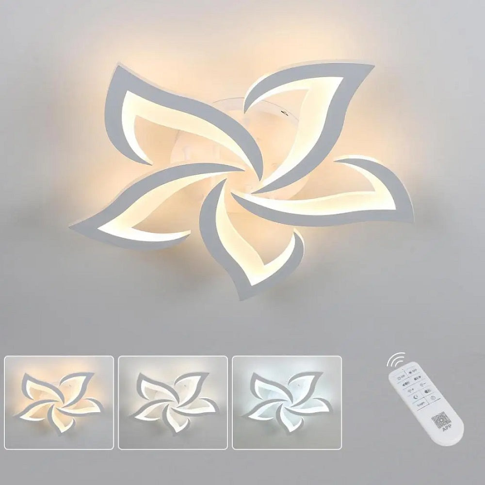 5 Ster Plafondlamp - Wit - Met Afstandsbediening - Smart Lamp - Dimbaar Met App - Woonkamerlamp - Slaapkamer Lamp - Moderne Lamp - Plafonniere