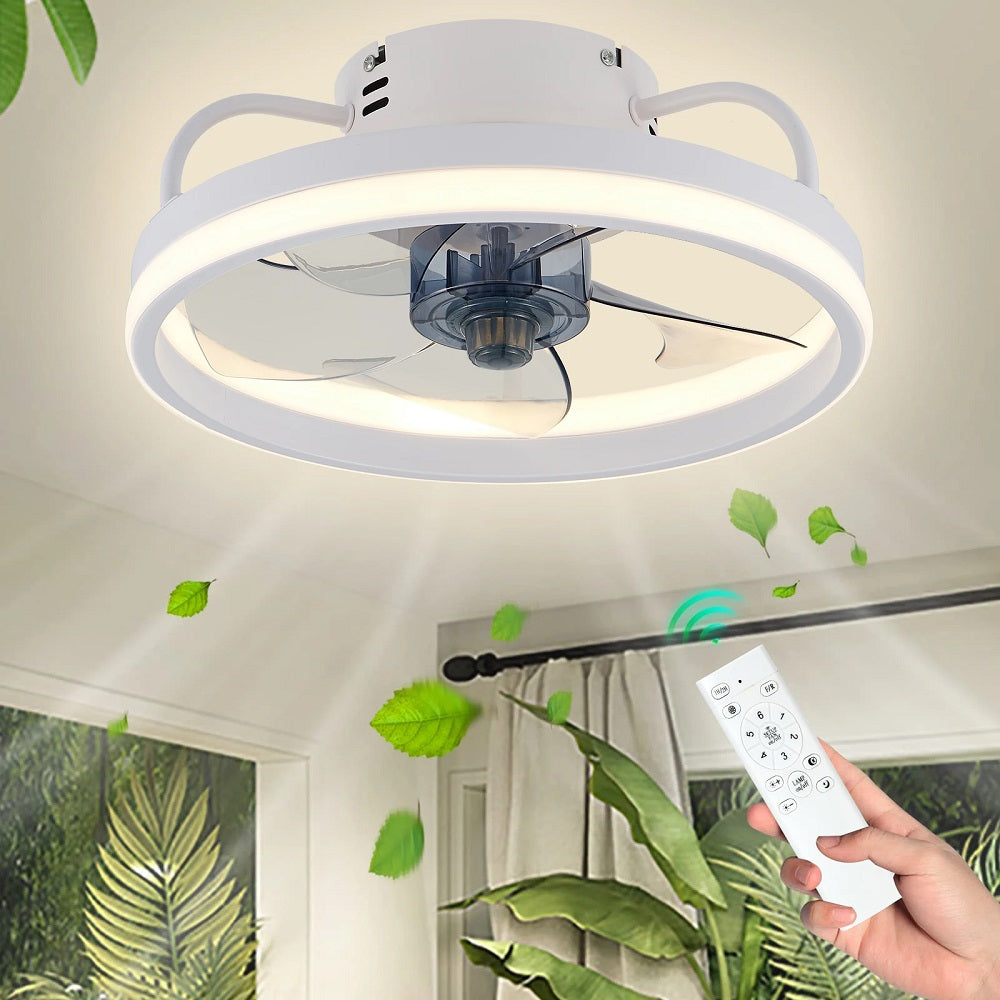 LuxiLamps - LED Ventilator Plafondlamp - APP - Plafondventilator - Zwart - Met Dimmer - 33 cm - 6 Standen Ventilator - Keuken Lamp - Woonkamerlamp - Moderne Lamp