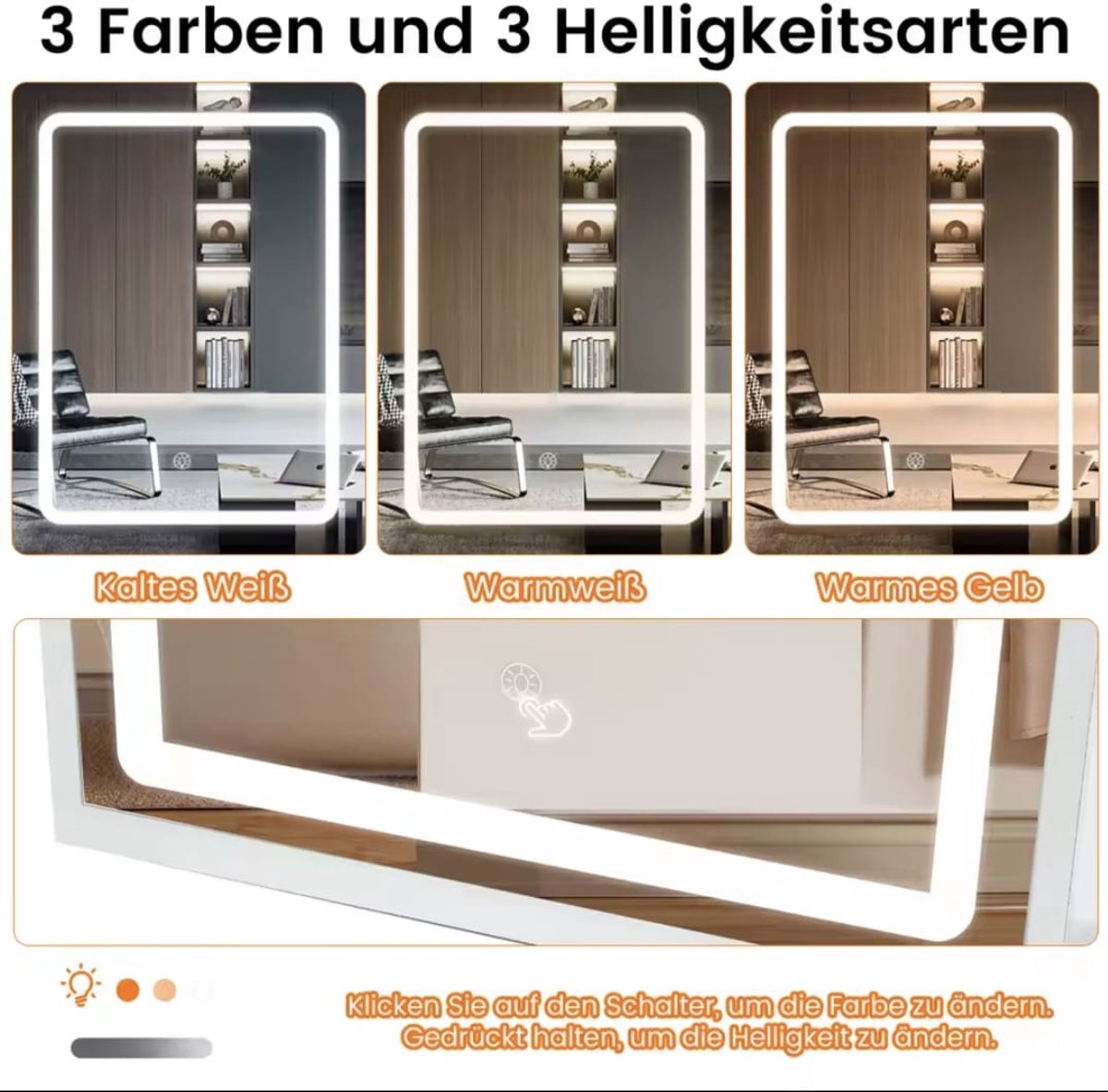 Moderne Witte Make-up tafel met Instelbare LED Verlichting - Kaptafel met Spiegel, 4 Laden - Met Slot en Aanpasbare Planken - Stijlvolle Opslag voor Make-up