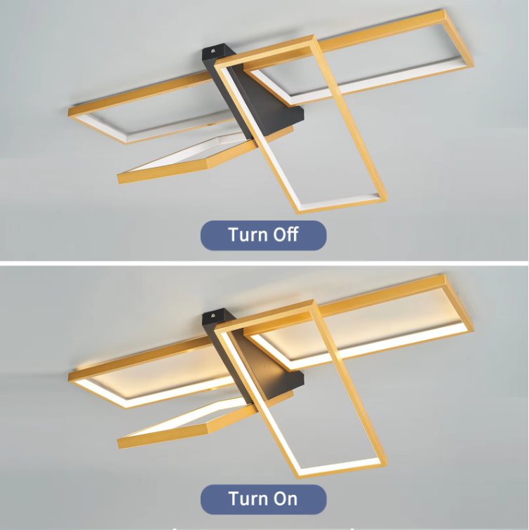 LuxiLamps - Unieke LED Plafondlamp - Goud/Zwart - 85 cm - Woonkamer Lamp - Moderne lamp - Plafoniere
