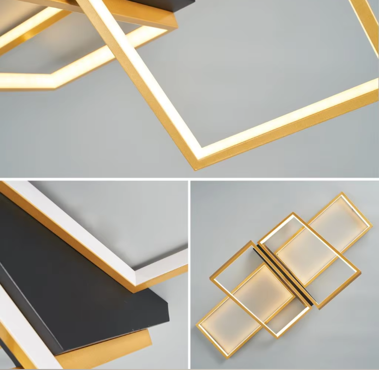 LuxiLamps - Unieke LED Plafondlamp - Goud/Zwart - 85 cm - Woonkamer Lamp - Moderne lamp - Plafoniere