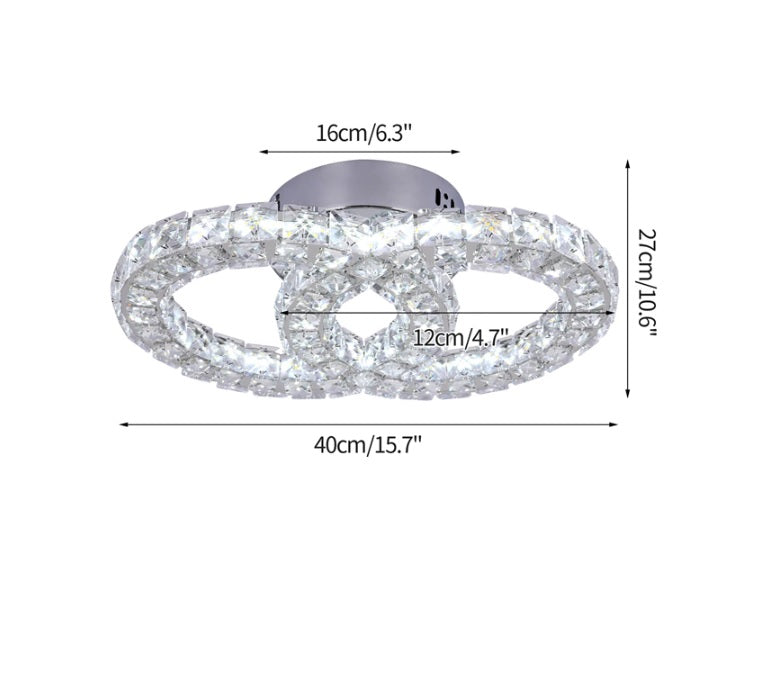 Kristallen Gangpad Lamp - 2 Ring Crystal Led Lamp - Moderne lamp -LED Plafondlamp - Plafonniere