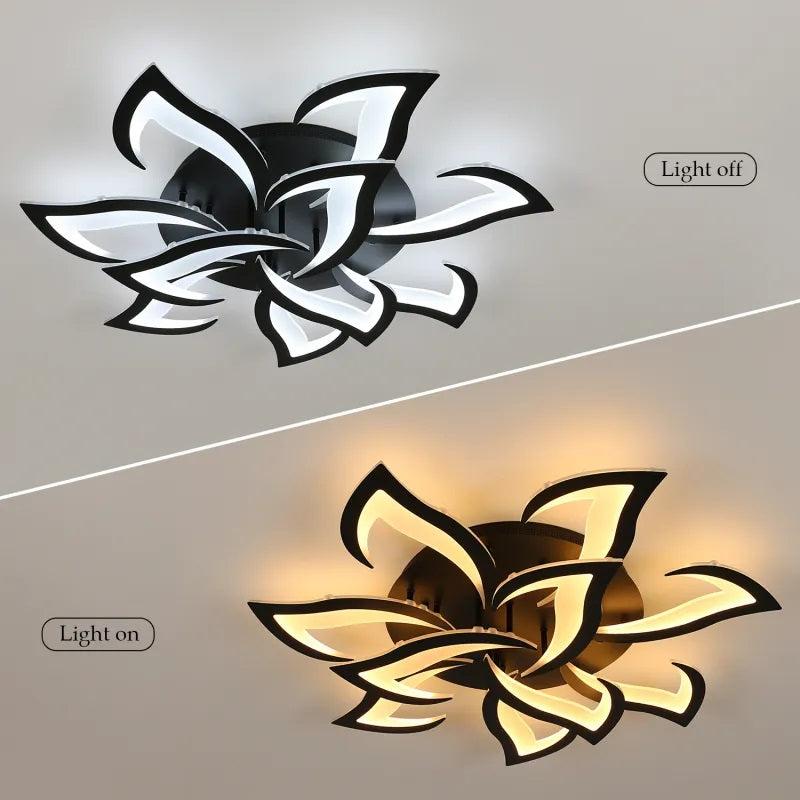 LuxiLamps - 10 Star Ceiling Lamp - Black - With Remote Control - Smart Lamp - Dimmable With App - Living Room Lamp - Modern Lamp - Ceiling Lamp